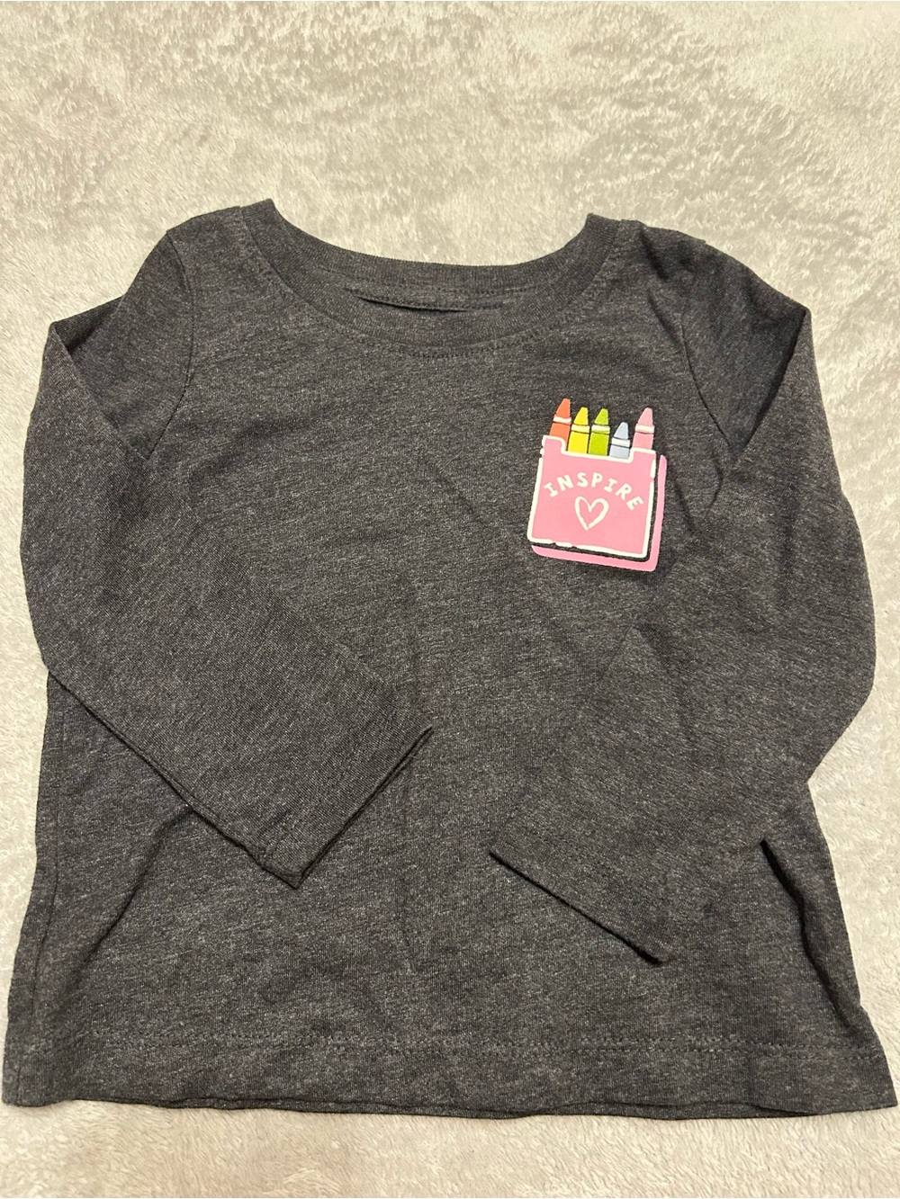 Girls' Charcoal Long-Sleeve Top